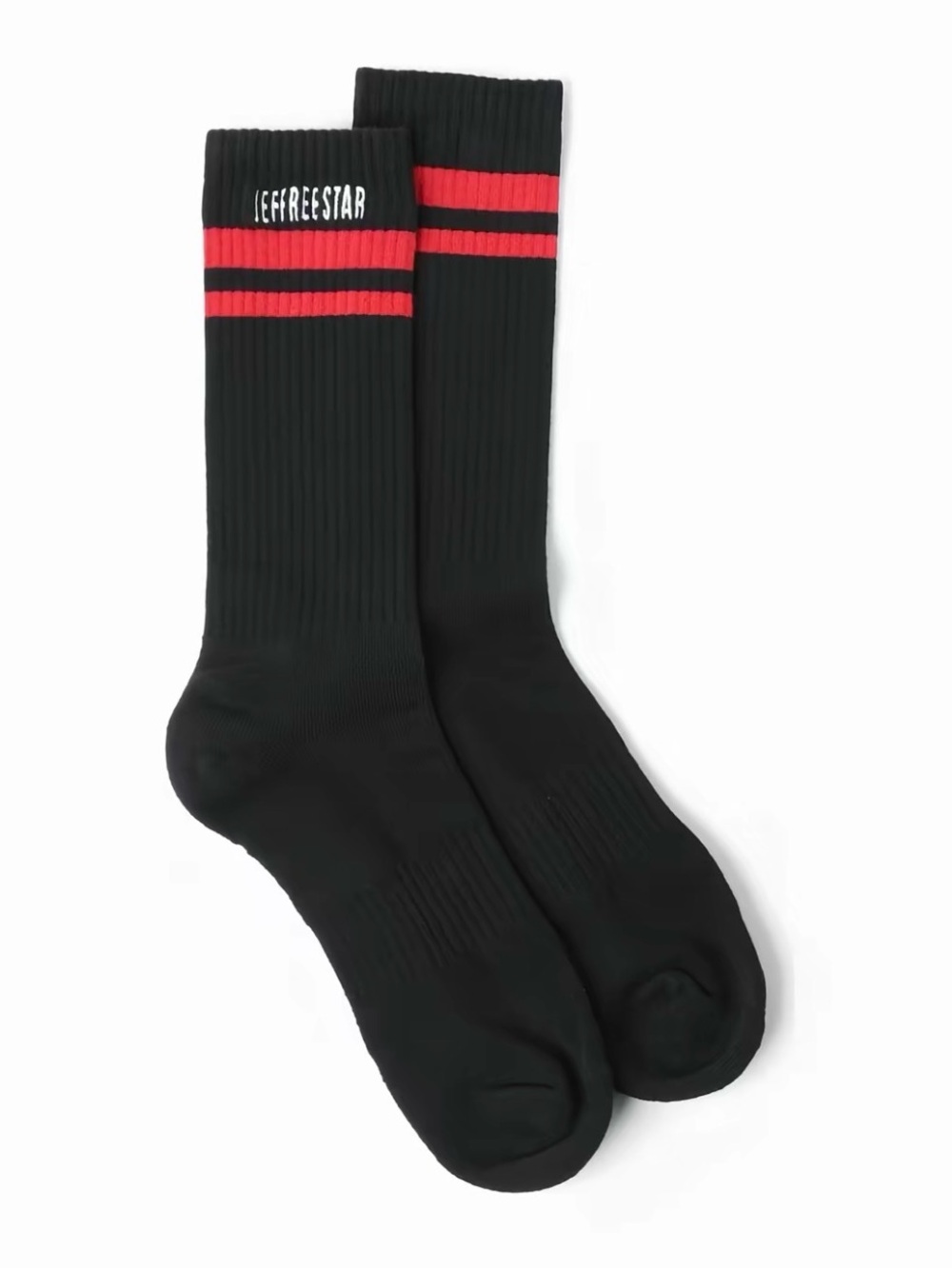 Jeffree Star Black Socks - Mid-Calf Socks with Embroidered Logo & Stripes - NEW